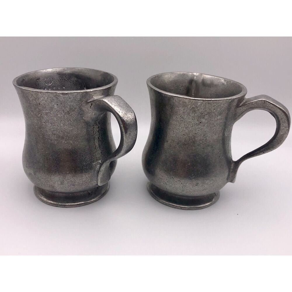 2 Vintage Pewter Carson Casting Co Statesmetal Cup Mug 4 inch Freeport PA 1970